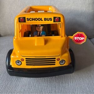 Bright Yellow School Bus Toy with Stop Sign